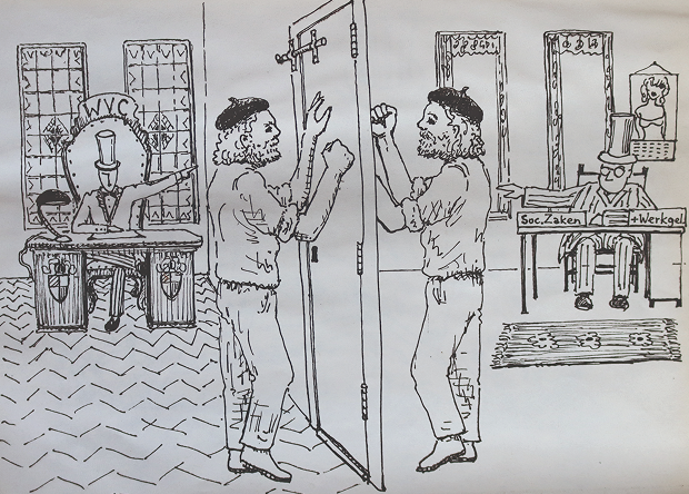 van het kastje naar de muur